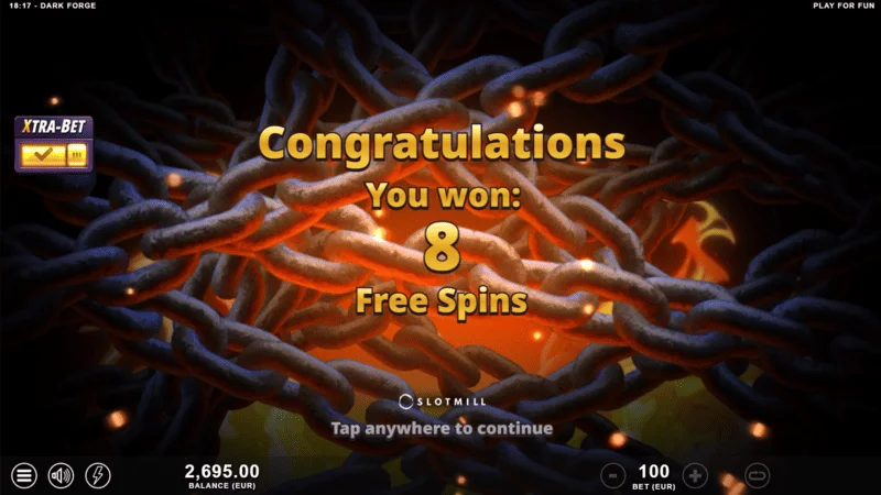 Dark Forge - pokretanje Free Spins sa tri Scatter znaka